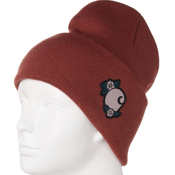 Carhartt Accessories - Carhartt Women’s Knit Brown Floral Patch Beanie